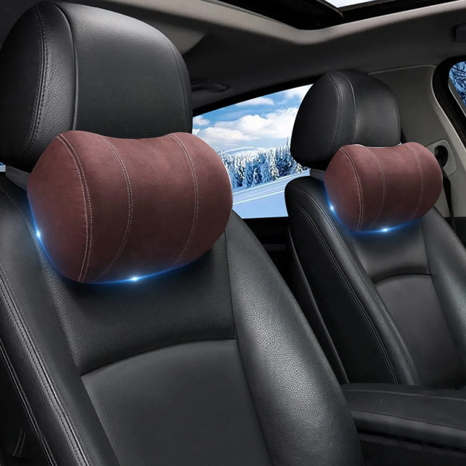 Car Headrest (2 PCS), Custom-Fit For Car, Update Version Premium Memory Foam Car Neck Pillow WAHY227