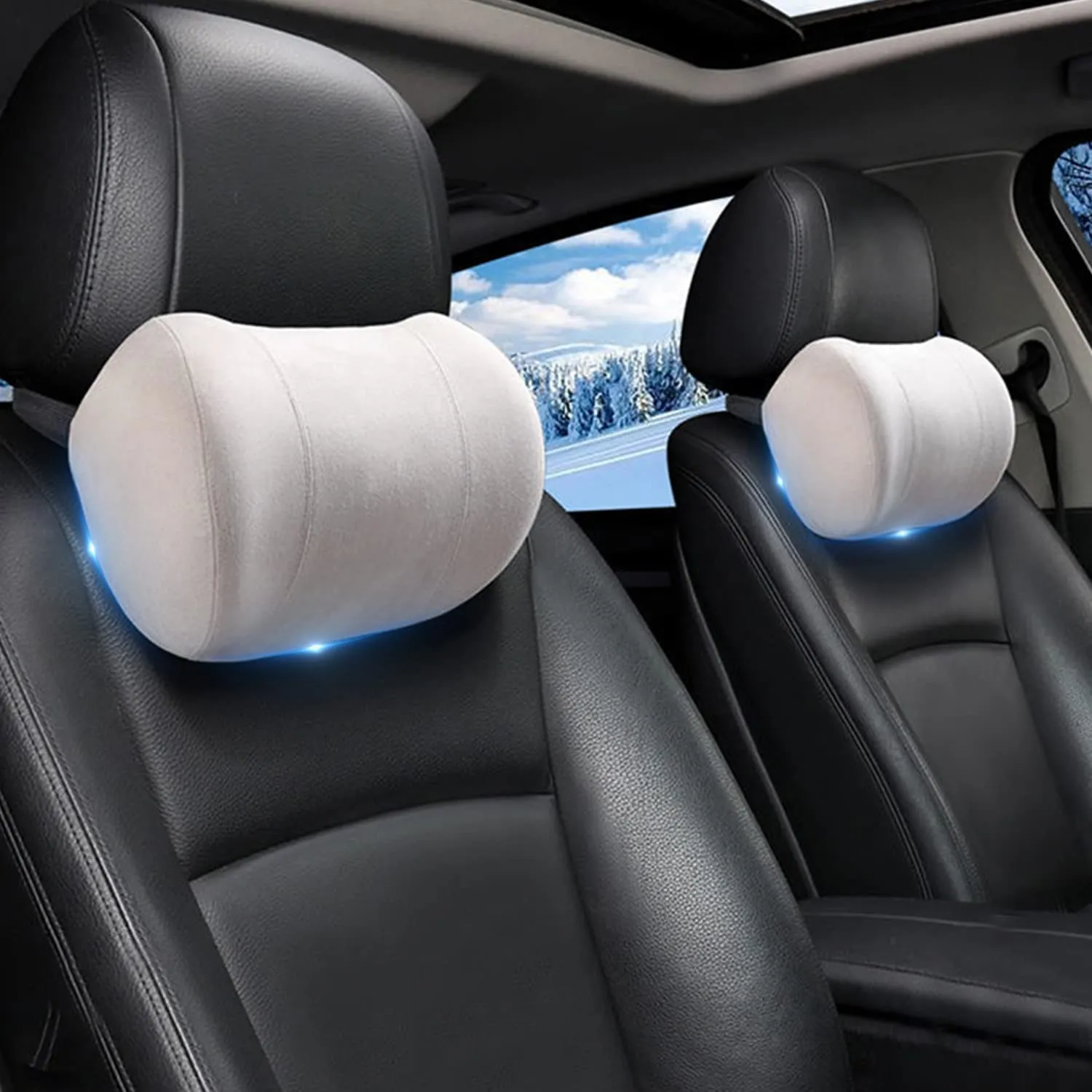 Car Headrest (2 PCS), Custom-Fit For Car, Update Version Premium Memory Foam Car Neck Pillow WAHY227