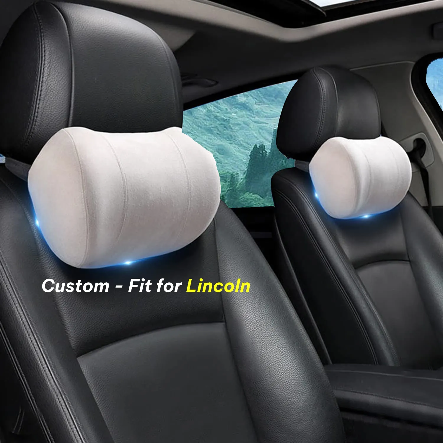 Car Headrest (2 PCS), Custom-Fit For Car, Update Version Premium Memory Foam Car Neck Pillow WALI227