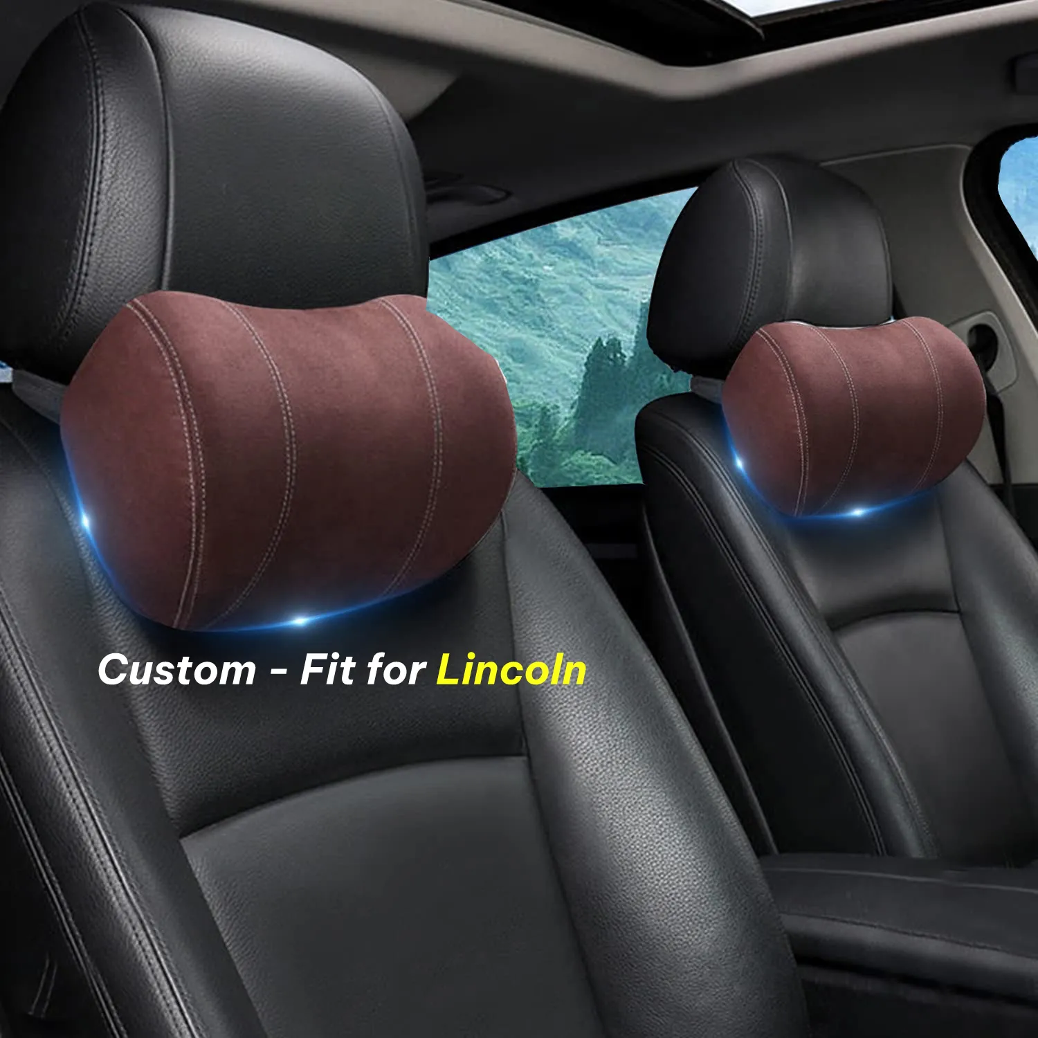 Car Headrest (2 PCS), Custom-Fit For Car, Update Version Premium Memory Foam Car Neck Pillow WALI227