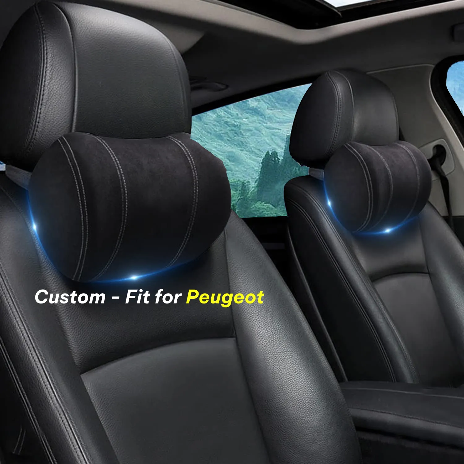 Car Headrest (2 PCS), Custom-Fit For Car, Update Version Premium Memory Foam Car Neck Pillow WAPE227