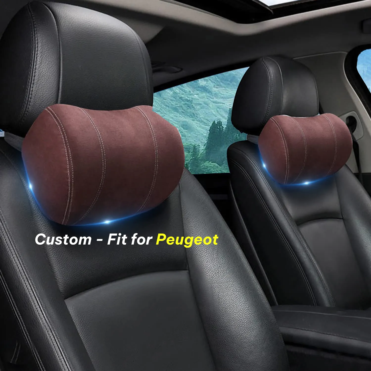 Car Headrest (2 PCS), Custom-Fit For Car, Update Version Premium Memory Foam Car Neck Pillow WAPE227