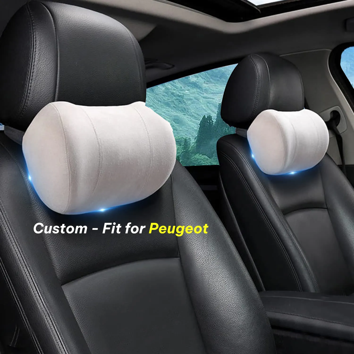 Car Headrest (2 PCS), Custom-Fit For Car, Update Version Premium Memory Foam Car Neck Pillow WAPE227