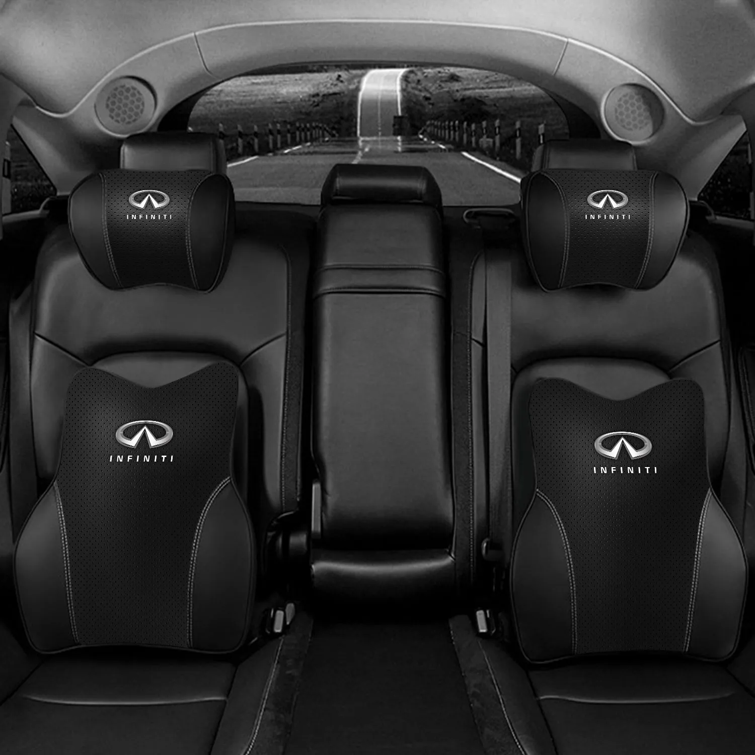 Car Headrest Neck Pillow and Lumbar Support Back Cushion Kit, Custom Fit For Your Cars, Memory Foam Erognomic, Car Accessories IN13992