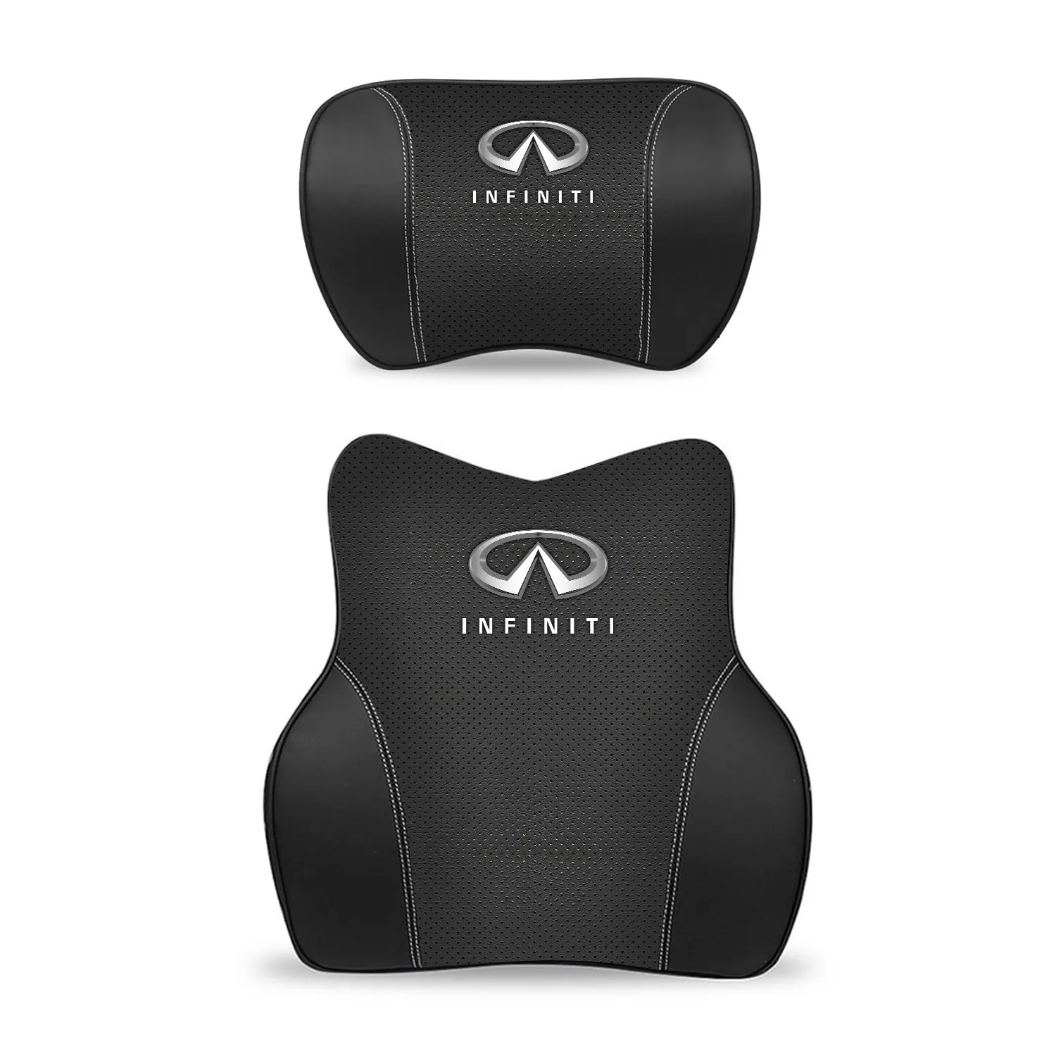 Car Headrest Neck Pillow and Lumbar Support Back Cushion Kit, Custom Fit For Your Cars, Memory Foam Erognomic, Car Accessories IN13992