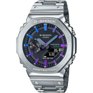 CASIO G-SHOCK FULL METAL ANALOG DIGITAL DIAL SILVER & PURPLE BLUE MEN WATCH GM-B2100PC-1AJF