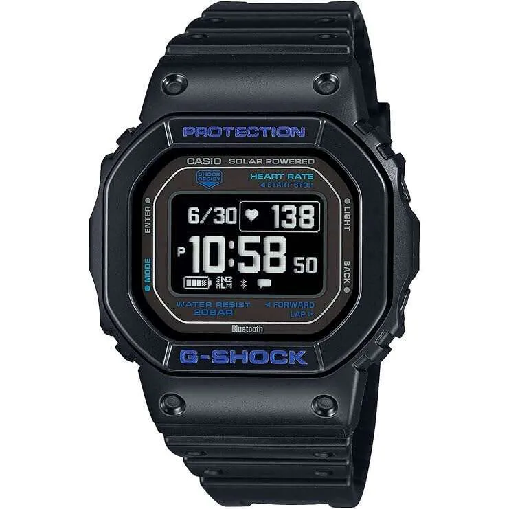 CASIO G-SHOCK G-SQUAD CARDIOMETER BLUETOOTH DIGITAL BLACK & BLUE MEN WATCH DW-H5600-1A2JR