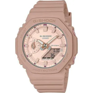CASIO G-SHOCK MID-SIZE MODEL ANALOG DIGITAL BEIGE & PINK LADIES WATCH GMA-S2100NC-4A2JF