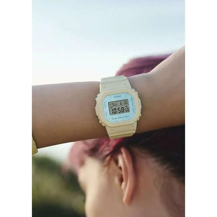 CASIO G-SHOCK MID-SIZE MODEL BEIGE & BLUE DIGITAL LADIES WATCH GMD-S5600NC-9JF