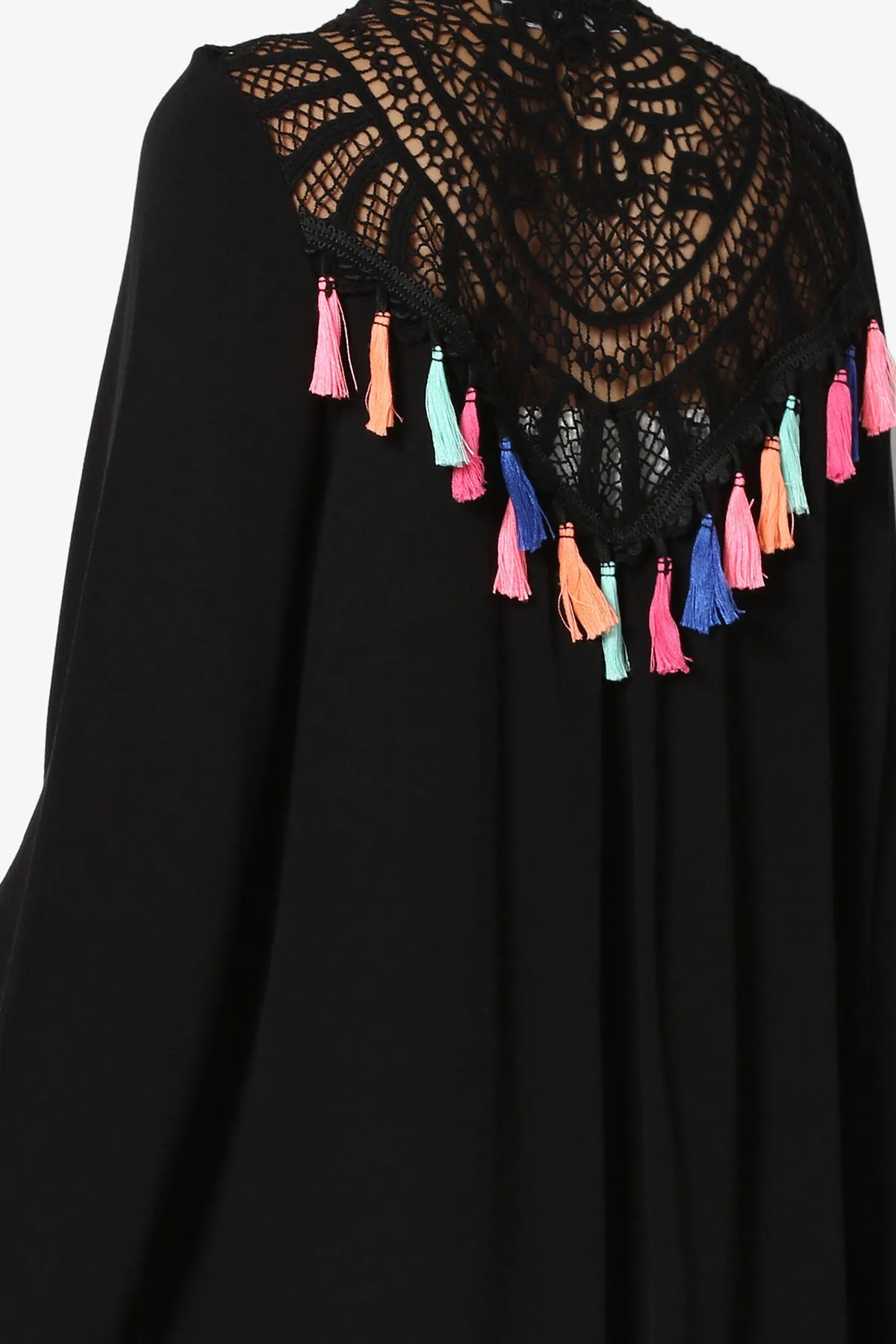 Christan Tassel Crochet Back Cardigan