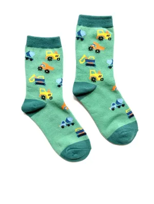 Construction Vehicles Kids Crew Socks