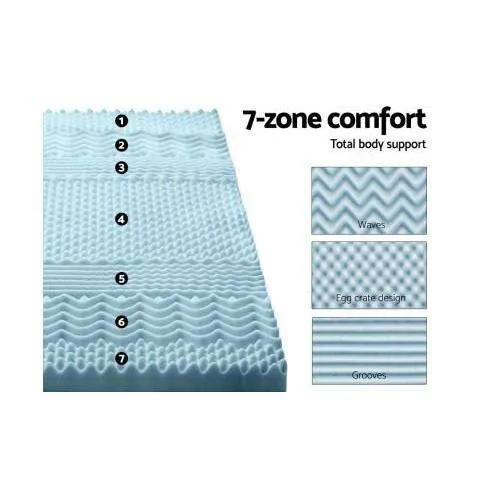 Cool Gel Bamboo Cover Memory Foam Mattress Topper-  8CM 7 Zone