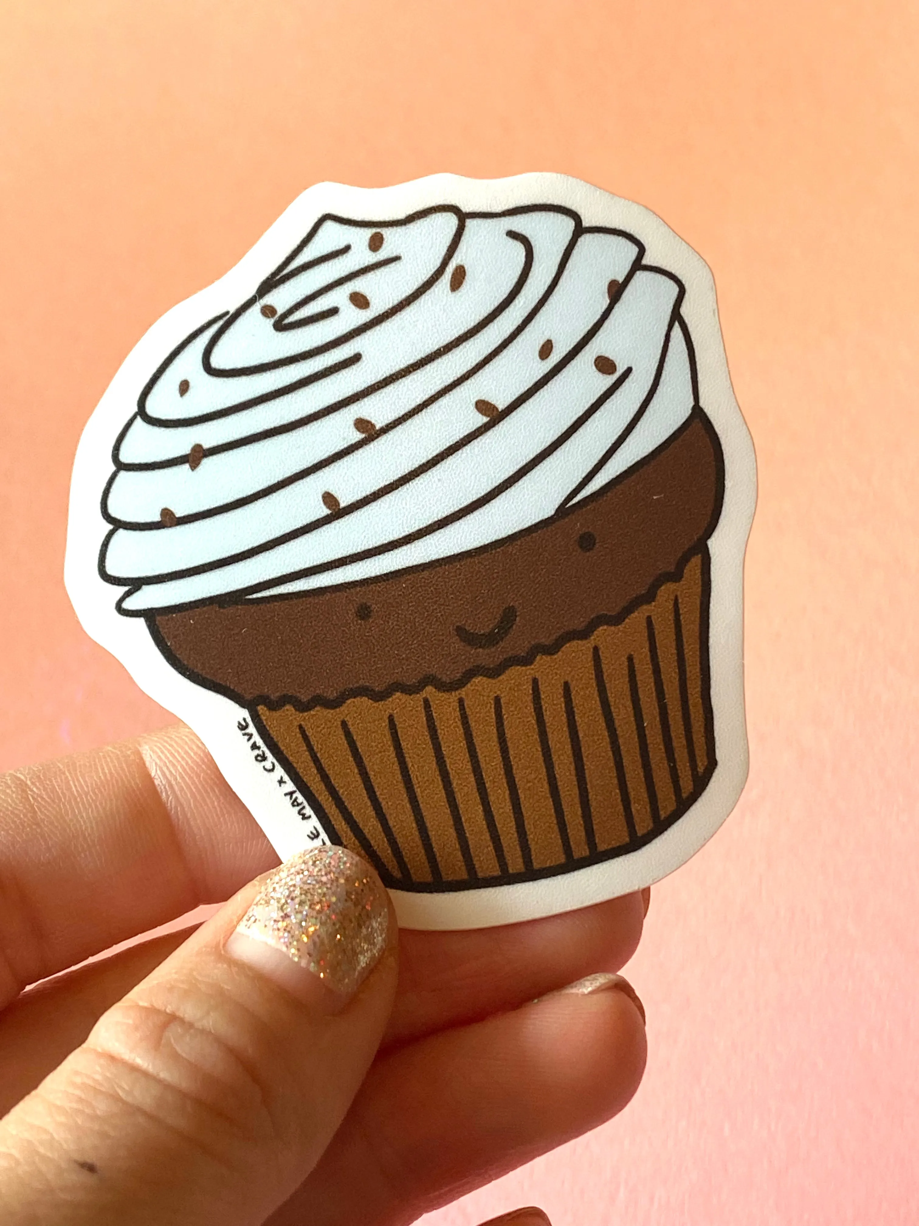 Crave Cupcake x Little May Papery collab, Chocolate cupcake vinyl sticker.