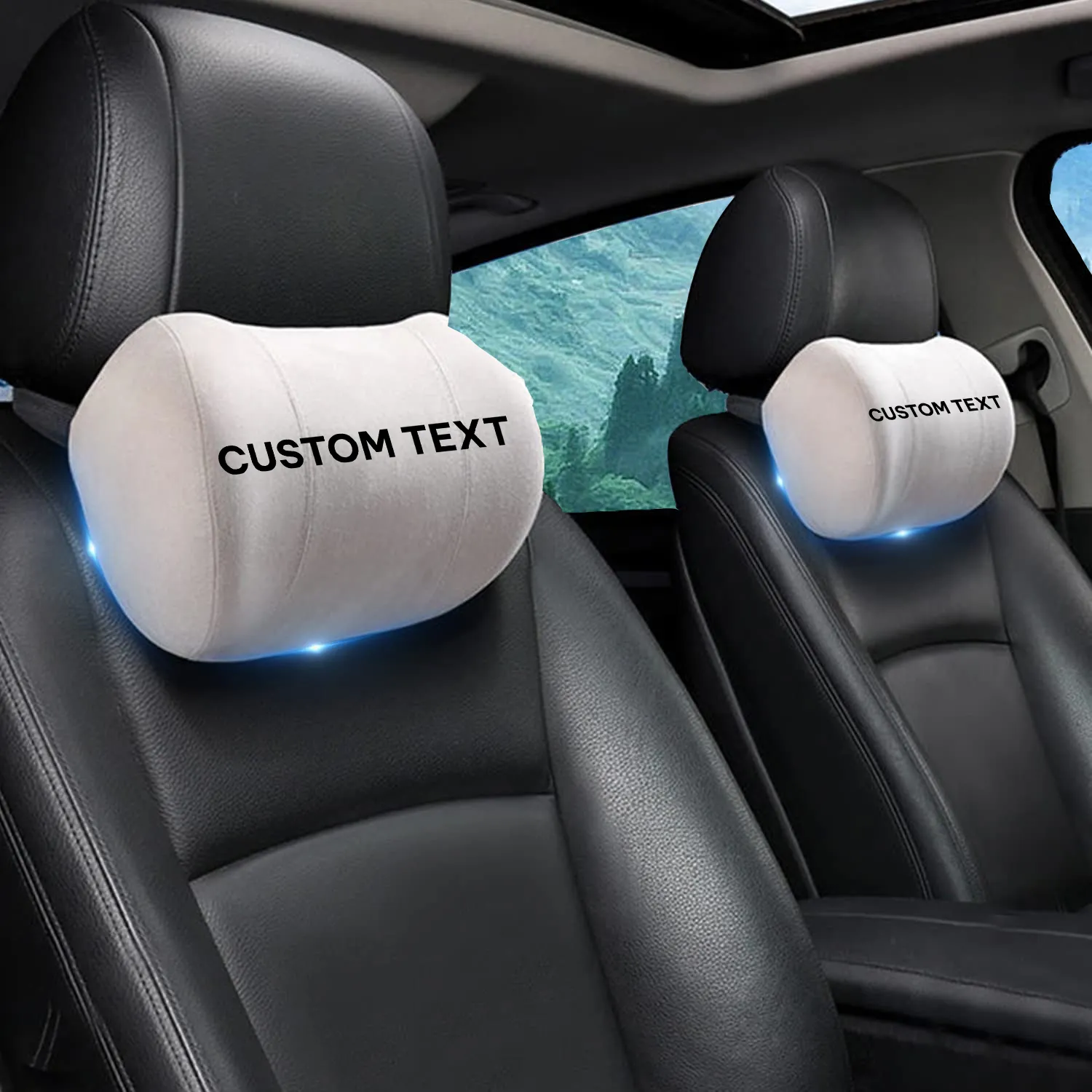 Custom Text For Car Headrest (2 PCS), Compatible with All Cars, 2023 Update Version Premium Memory Foam Car Neck Pillow TY15985