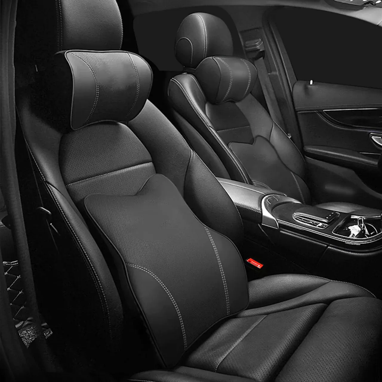 Custom Text For Car Headrest Neck Pillow and Lumbar Support Back Cushion Kit, Compatible with All Cars, Memory Foam Erognomic Design Universal Fit Muscle Pain and Tension Relief for Car Seat RA13992