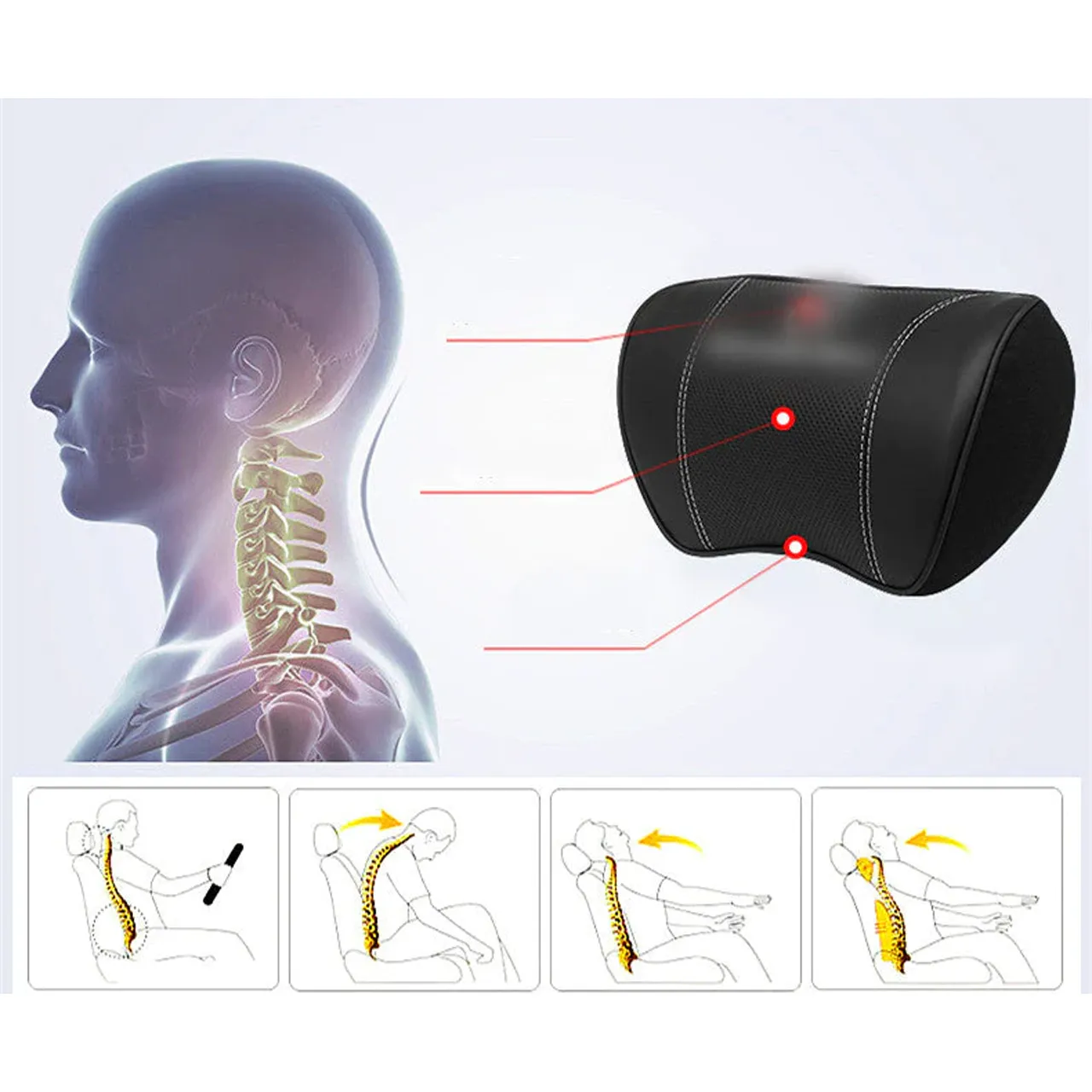 Custom Text For Car Headrest Neck Pillow and Lumbar Support Back Cushion Kit, Compatible with All Cars, Memory Foam Erognomic Design Universal Fit Muscle Pain and Tension Relief for Car Seat TY13992