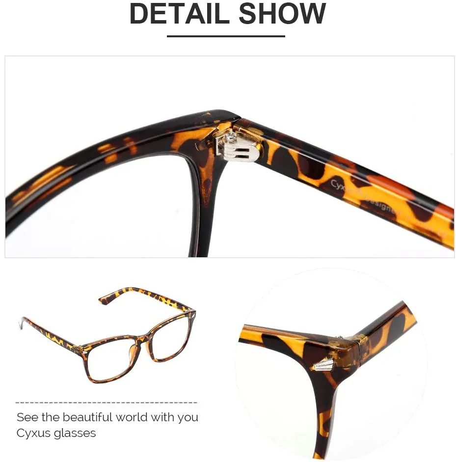 Cyxus Blue Light Blocking Glasses Square Frame Eyeglasses UV Filter Computer Gaming Reading Anti Eyestrain Glasses (Tortoise,8082)
