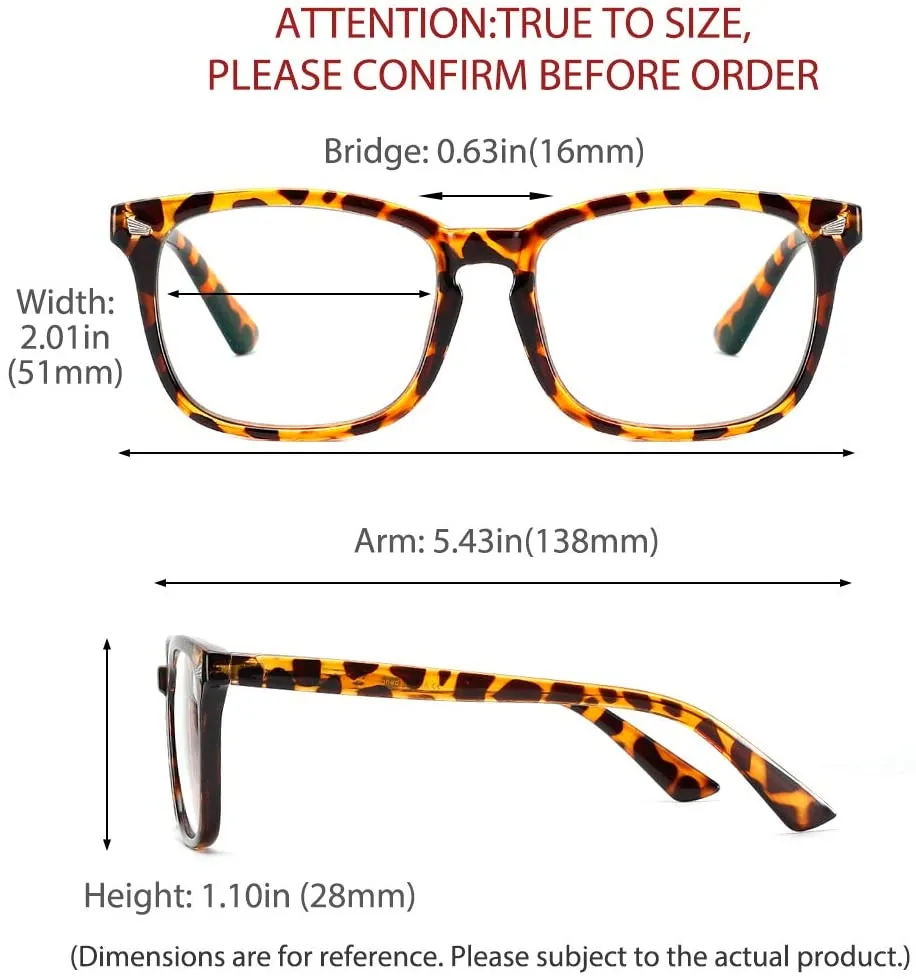 Cyxus Blue Light Blocking Glasses Square Frame Eyeglasses UV Filter Computer Gaming Reading Anti Eyestrain Glasses (Tortoise,8082)