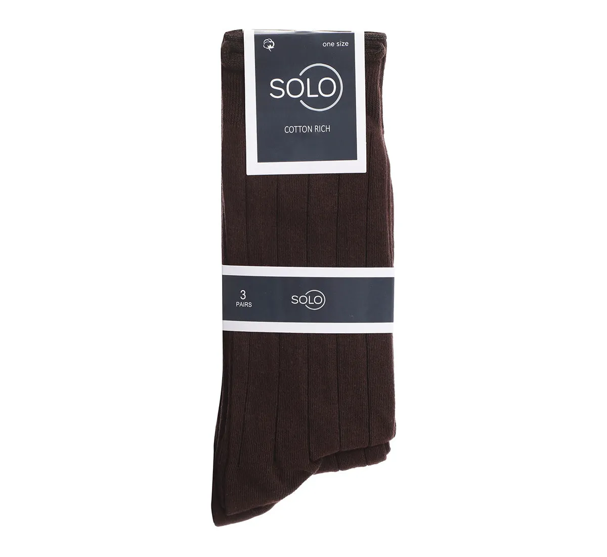 DARK BROWN PREMIUM COTTON DROP NEEDLE SOCKS - 6 PK