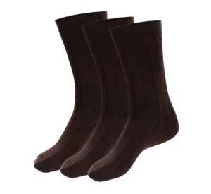 DARK BROWN PREMIUM COTTON DROP NEEDLE SOCKS - 6 PK
