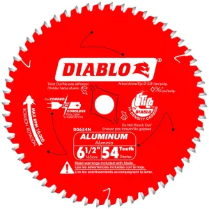 Diablo 6-1/2" x 54T (TCG) Medium Aluminum Cutting Saw Blade