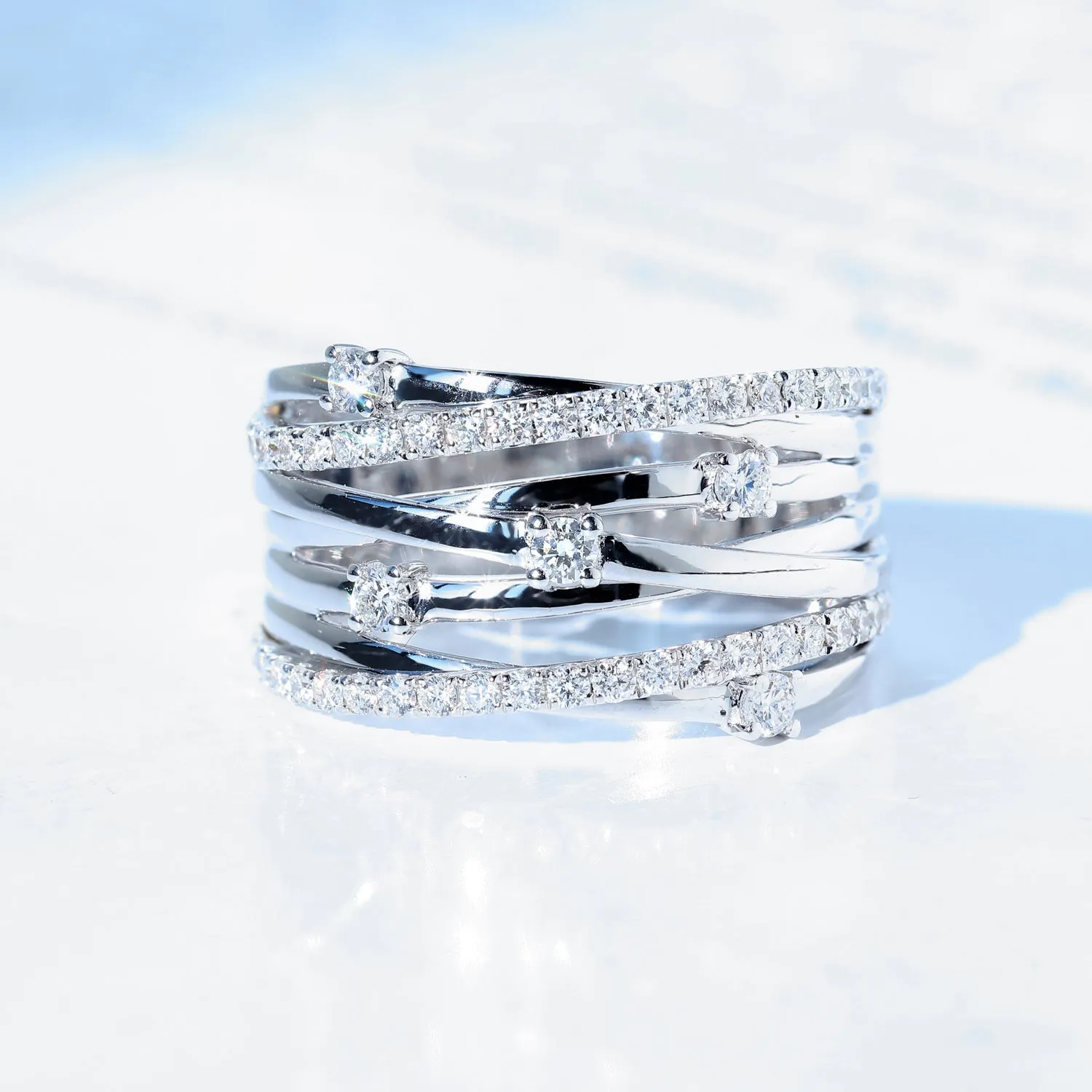 Diamond Multi-Layer Overlapping Cross Ring