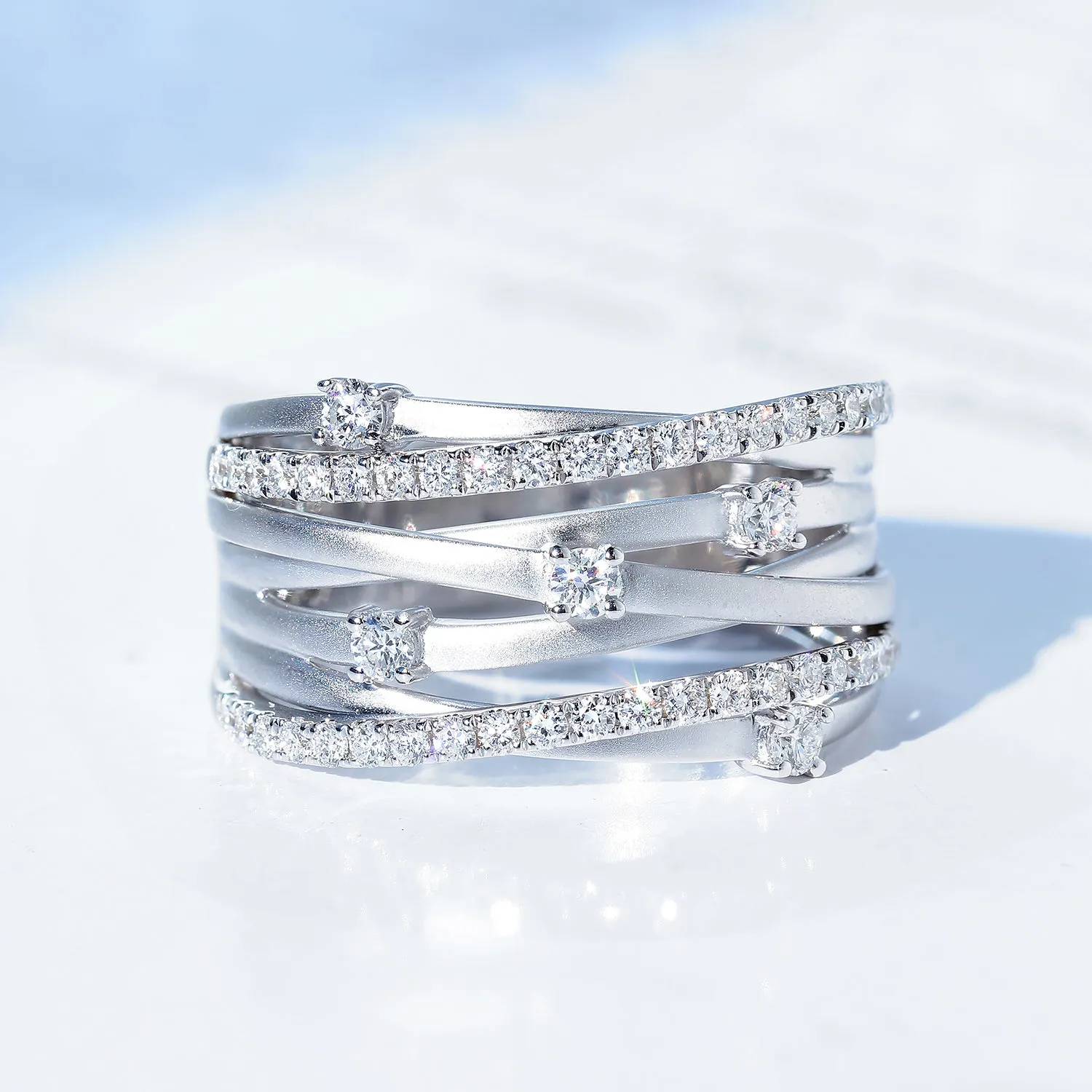 Diamond Multi-Layer Overlapping Cross Ring