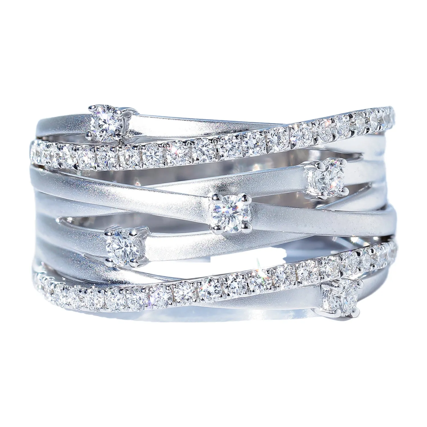 Diamond Multi-Layer Overlapping Cross Ring