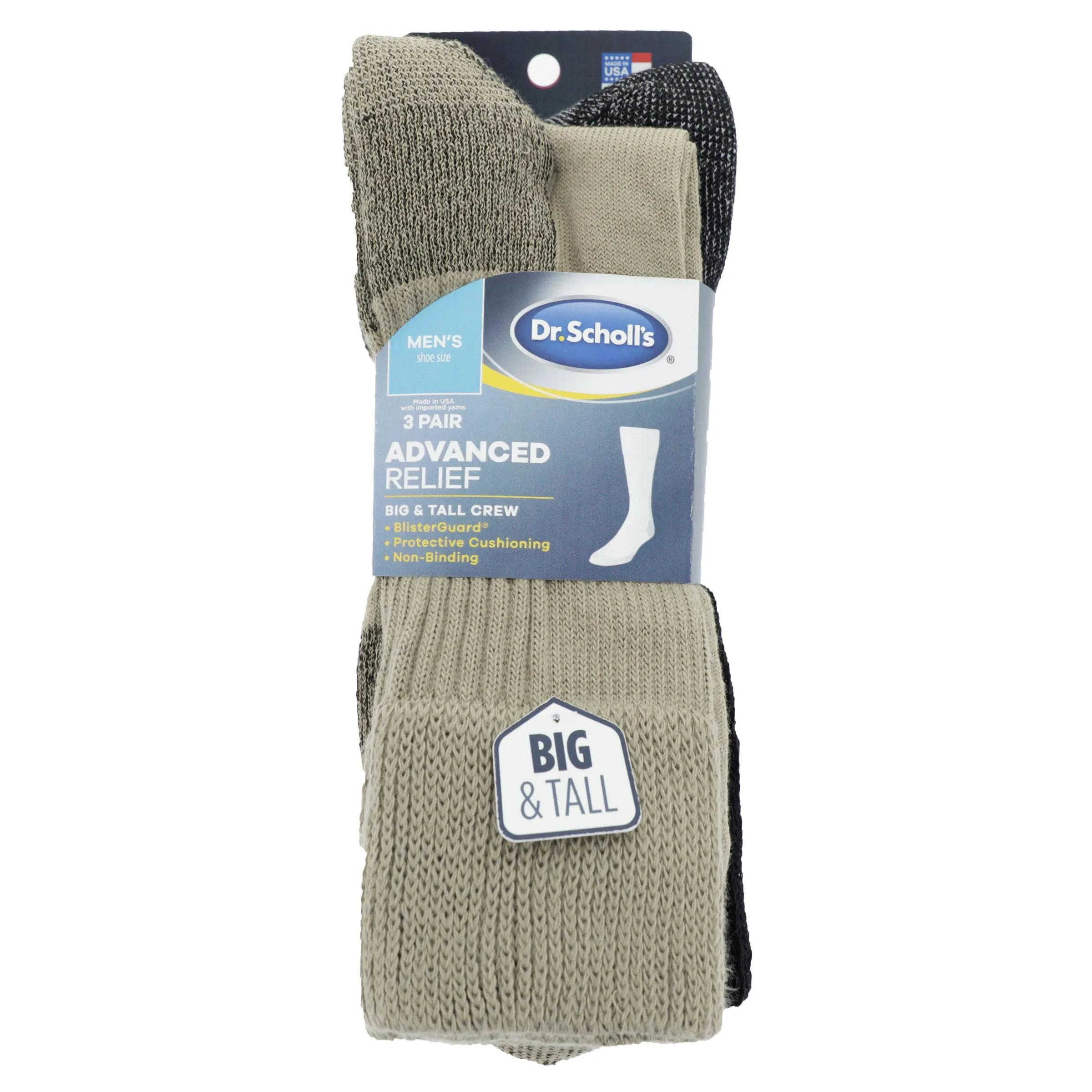 Dr. Scholl's Men's Advanced Relief Blister Guard® Crew Socks 3 Pair Pack