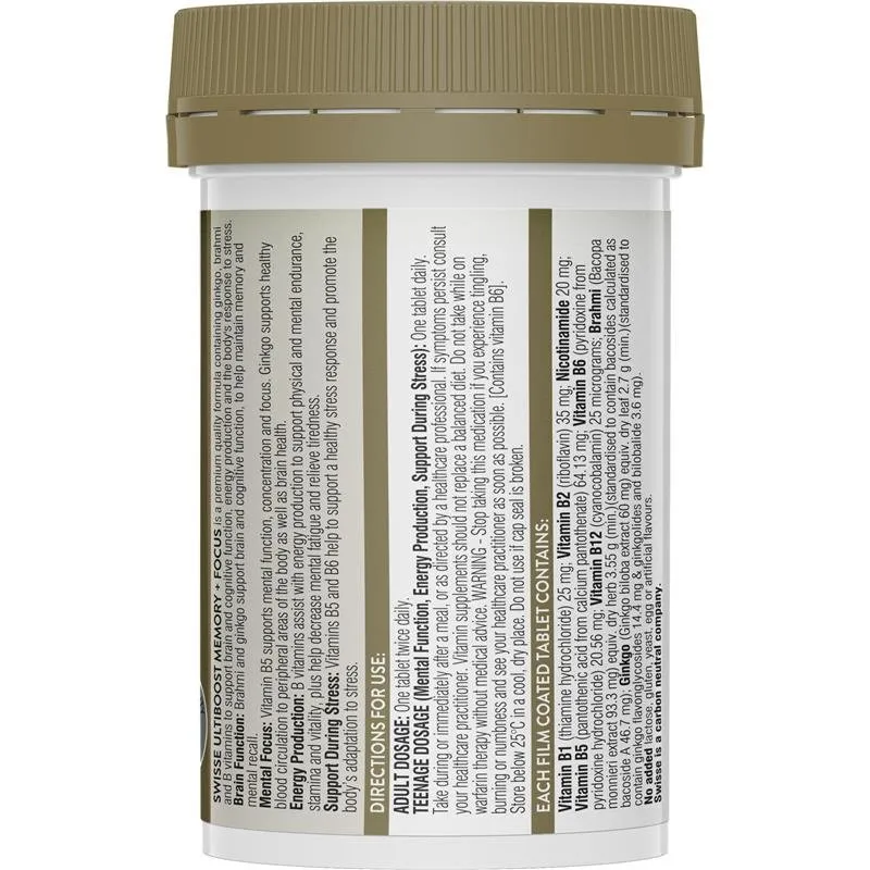 [Expiry: 12/2025] Swisse Ultiboost Memory   Focus 50 Tablets