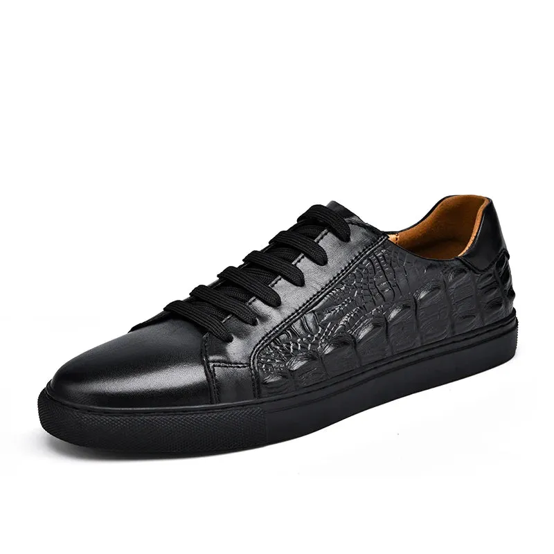 Genuine Leather Men shoes Luxury Brand Casual Shoes all-match Trend shoes for Men Footwear Handmade Crocodile pattern men Shoes