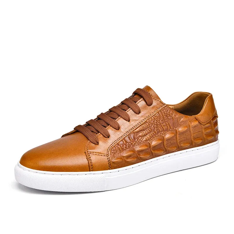 Genuine Leather Men shoes Luxury Brand Casual Shoes all-match Trend shoes for Men Footwear Handmade Crocodile pattern men Shoes