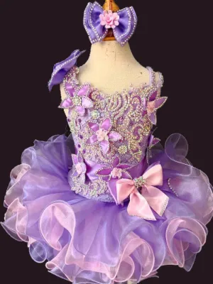 Glitz Beaded Bodice Lilac Little Baby/Infant Cupcake Pageant Dress
