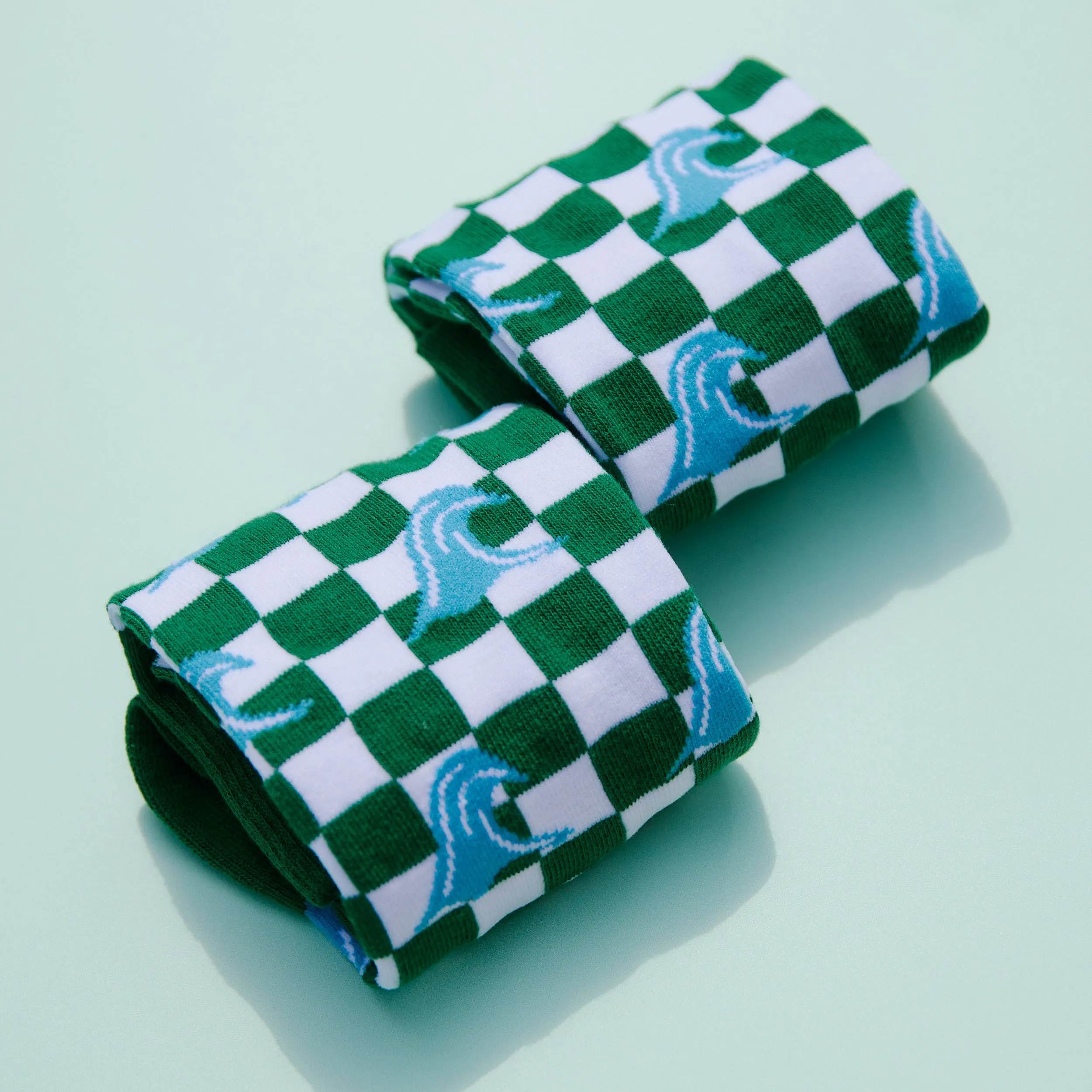 Green Wave Checker Socks