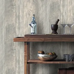 Grey Rustic Wood Wallpaper  (56 SqFt)