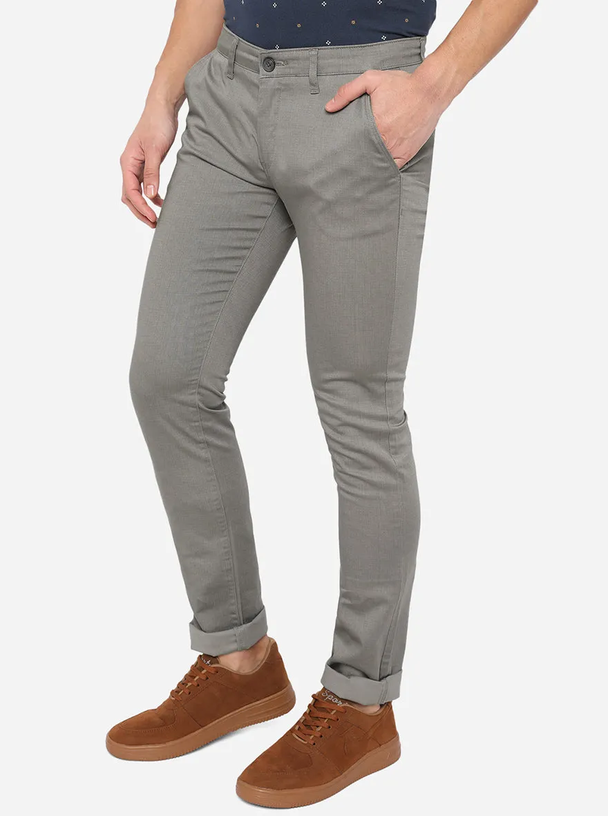 Grey Washed Slim Fit Casual Trouser | Greenfibre