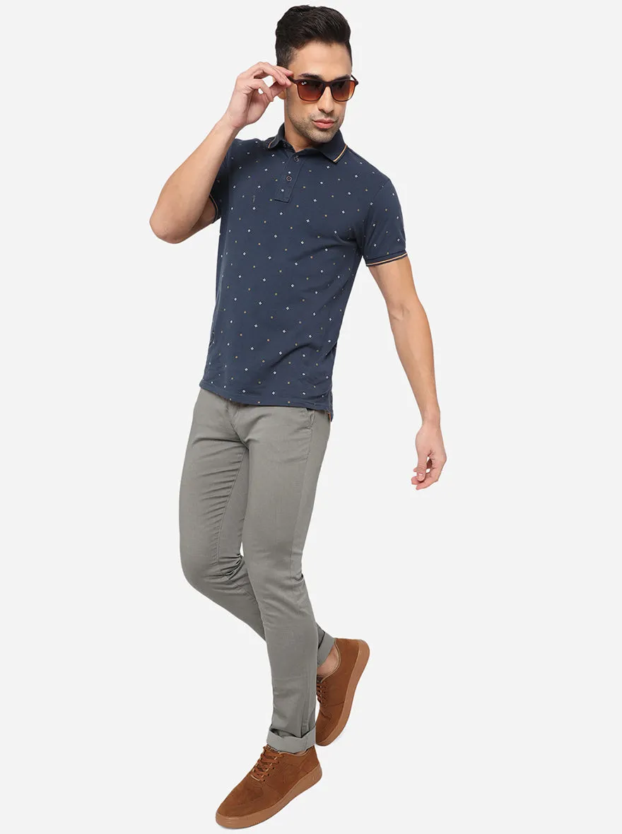 Grey Washed Slim Fit Casual Trouser | Greenfibre