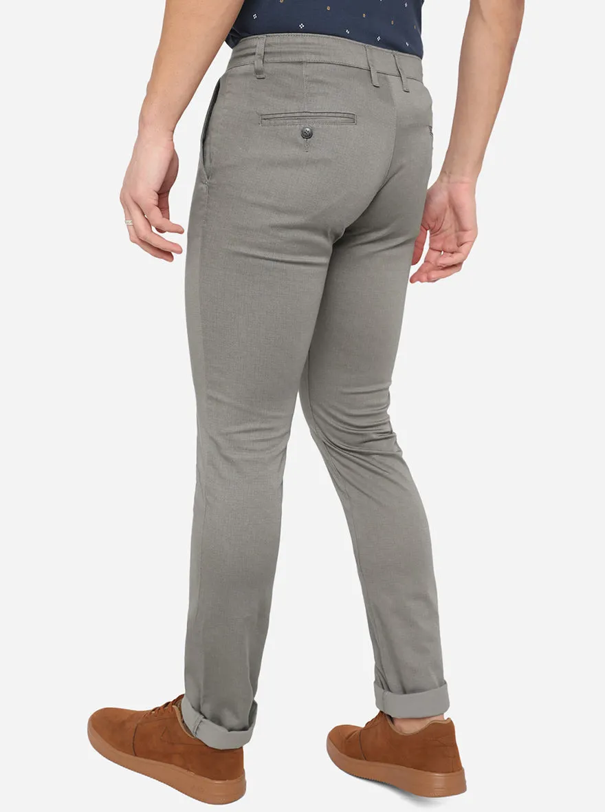 Grey Washed Slim Fit Casual Trouser | Greenfibre