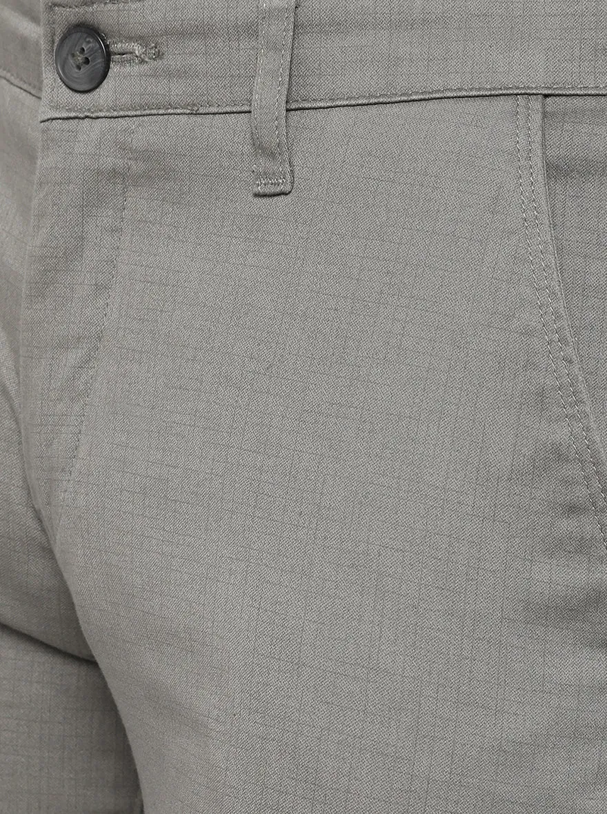 Grey Washed Slim Fit Casual Trouser | Greenfibre
