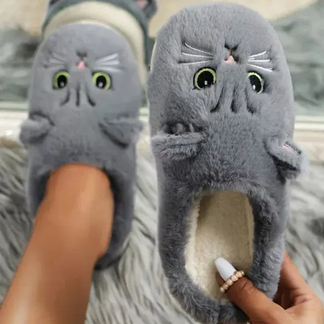 GS Cat Slide | Schattige warme pantoffels met katten print voor dames