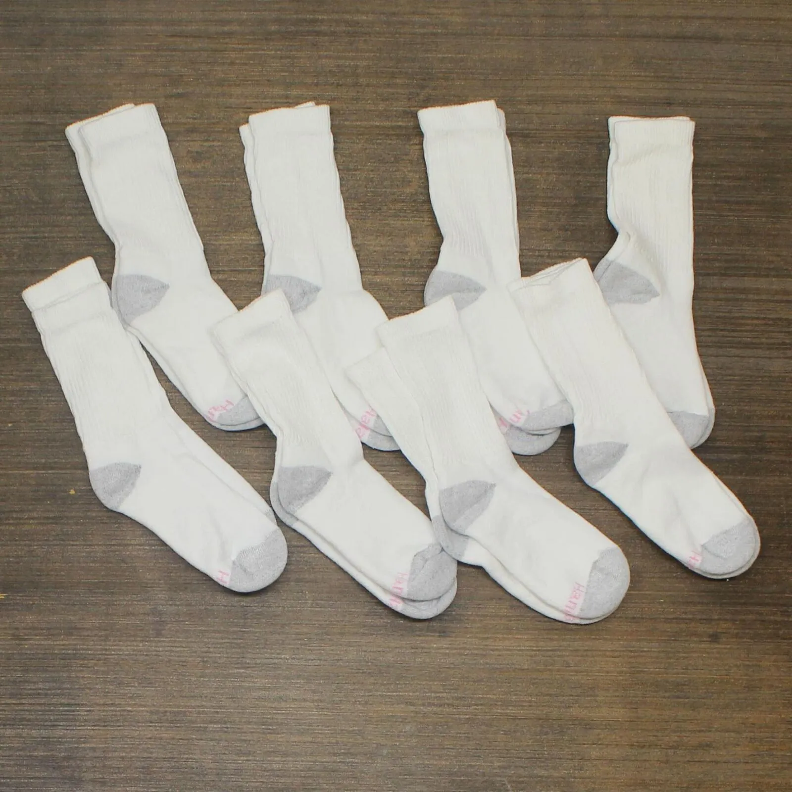 Hanes Women's Cushioned 8pk Crew Athletic Socks 5-9 683/10 White 5-9
