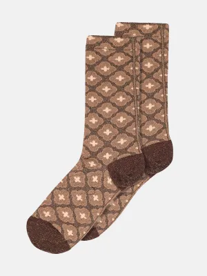 Hella Glitter Socks - Brown Sienna