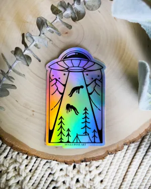 Holographic Neature Abduction Sticker