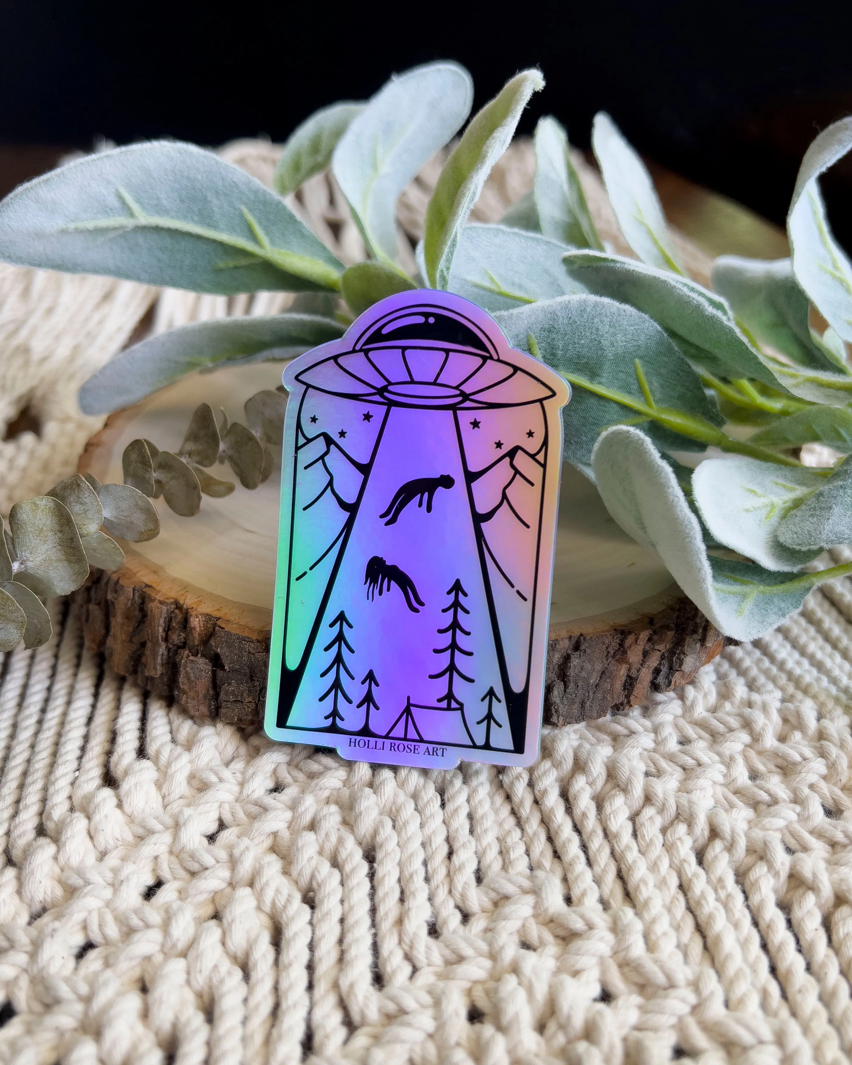 Holographic Neature Abduction Sticker