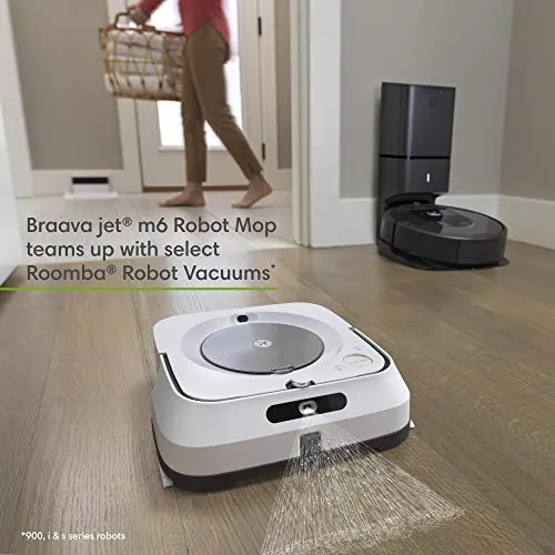 iRobot Braava Jet M6 (6110) Ultimate Robot Mop- Wi-Fi Connected, Precision Jet Spray, Smart Mapping, Works with Alexa, Ideal for Multiple Rooms, Recharges and Resumes