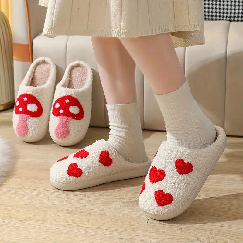 Isabelle - Hartspatroon Pluche Pantoffels, Warme Gezellige Slip-ons