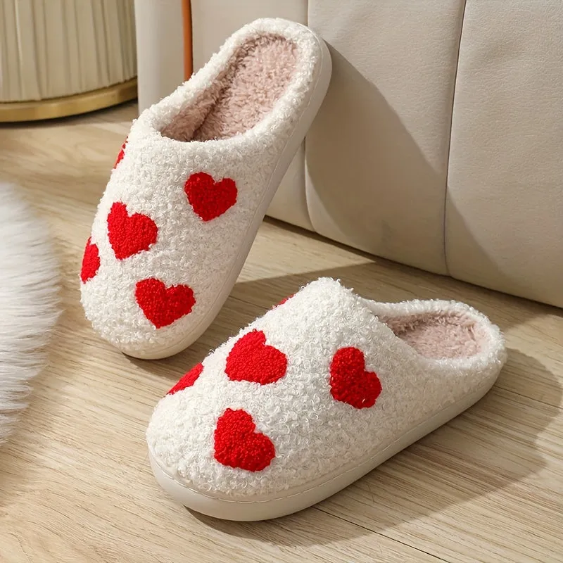 Isabelle - Hartspatroon Pluche Pantoffels, Warme Gezellige Slip-ons
