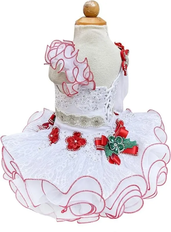 Jennifer Wu White Cupcake Pageant Dress With Headbands