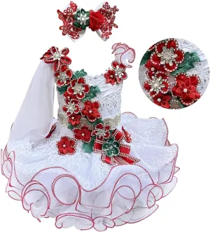 Jennifer Wu White Cupcake Pageant Dress With Headbands