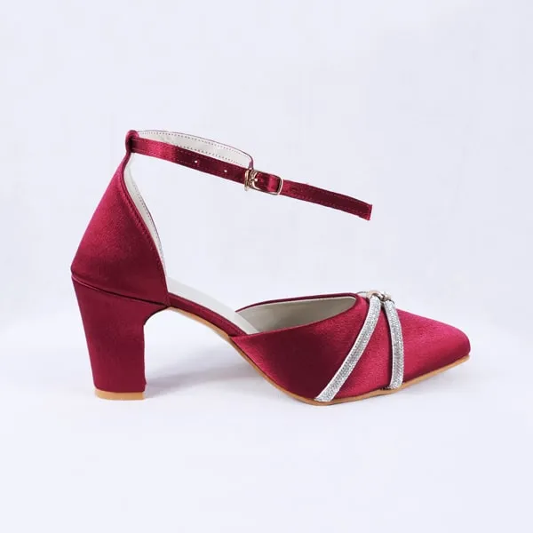 Joice Red Block Heels Pumps Heels Court Shoes